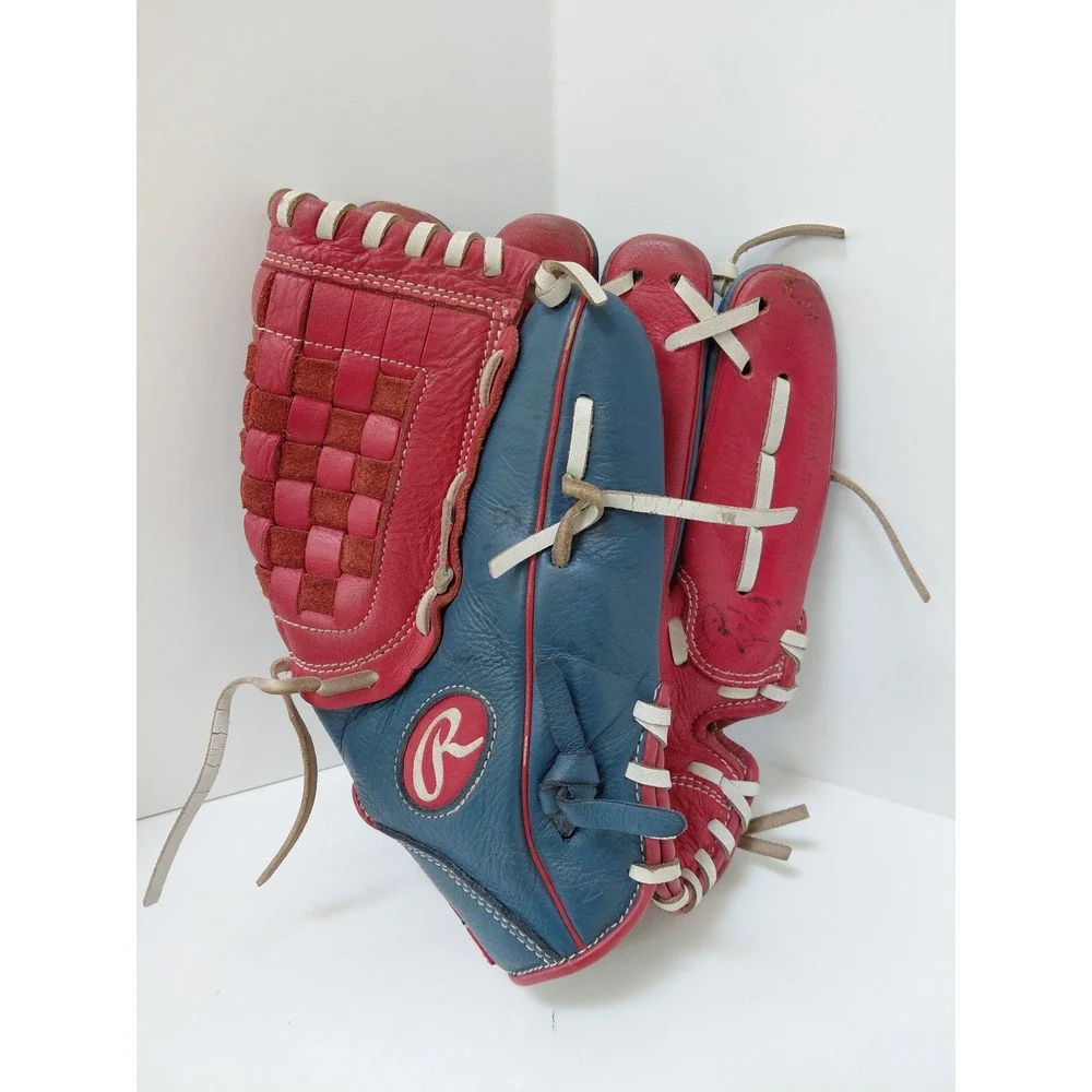Rawlings 11.5 Inch Baseball Glove Red Blue All Leather Shell P115BUSA Basket RHT